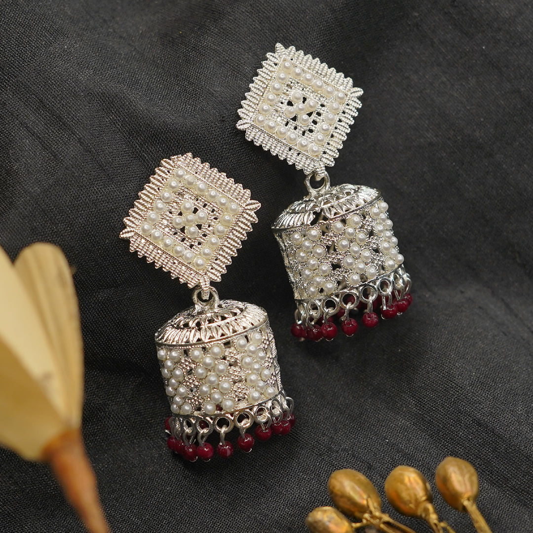 Antique Designer Pearl Beads Jhumka Earrings
